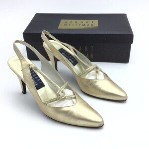 Stuart Weitzman Gold Sling Back Heels IOB
